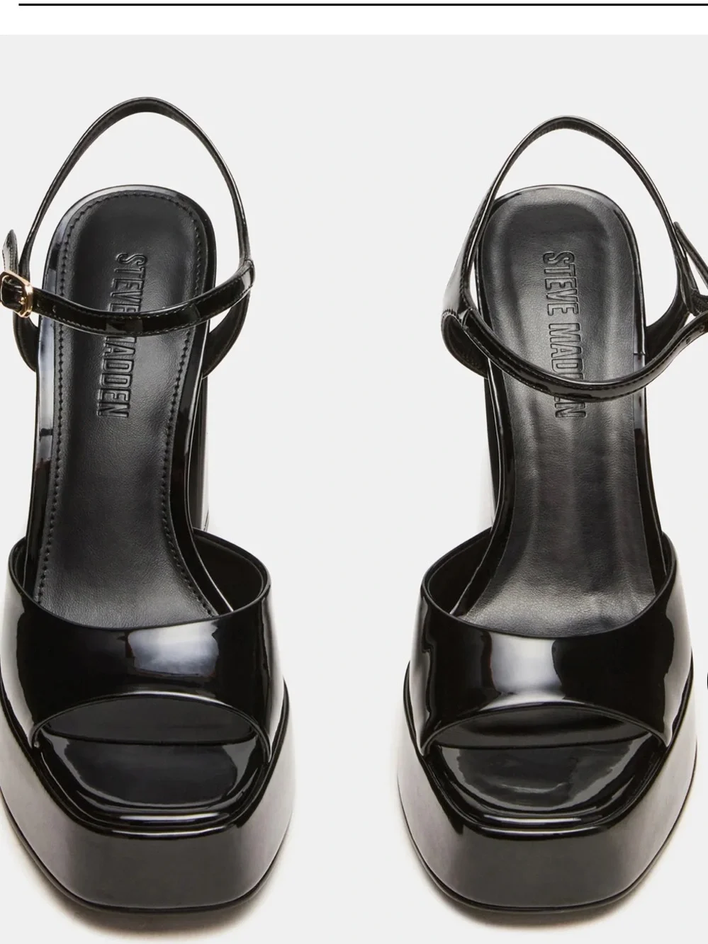 Steve Madden Warped Black Patent Platform Sandals Heels 9.5 Gothic Grunge